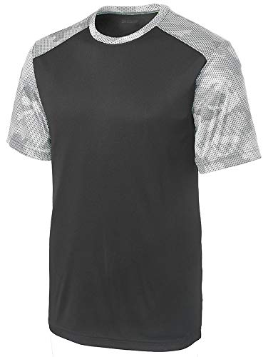 DRIEQUIP Mens CamoHex Athletic Shirt-M-IronGrey/White