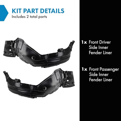 Image of TRQ Front Driver and Passenger Side Inner Fender Liner Set Compatible with 2006 Lexus GS300 2006-2007 GS430 2007 GS450h