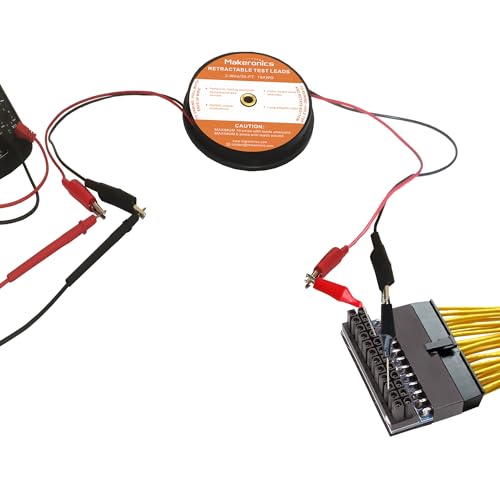 Image of Makeronics 2 Wires 30FT 18AWG Retractable Test Leads with Cable Bag Dual Ended Electrical Alligator Clips Test Probe Lead Wire Cables for Circuit Connection /Electrical Testing and Troubleshooting