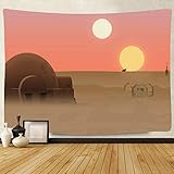 F-FUN SOUL Twin Suns Planet Wars Tapestry, 80x60inchs Soft Flannel, Desert Globe Tatooine Wall Hanging Tapestries for Living Room Bedroom Home Decor DSFS819