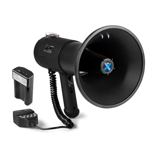 Vonyx MEG075 - Megáfono de 75W con USB, Bluetooth, Ranura SD, Sirena y grabación. Ligero, Potente y versátil, Ideal para Fiestas, Eventos, emergencias y Despedidas. Incluye batería Recargable.