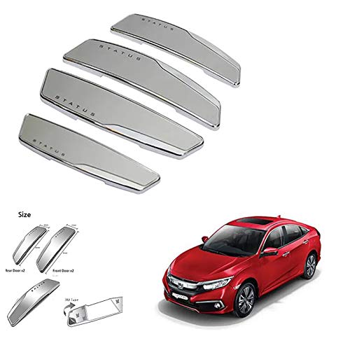 JAINFAM® Status High Gloss Premium Door Edge Guards Set of 4-(Made in Korea) - Silver for Honda Civic 2019