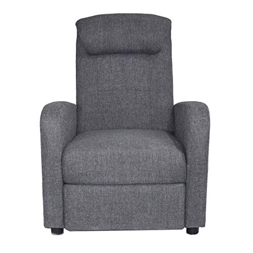 Brigros - Poltrona reclinabile Relax Struttura in Acciaio e Legno Imbottitura in Poliuretano espanso (Tessuto Grigio)