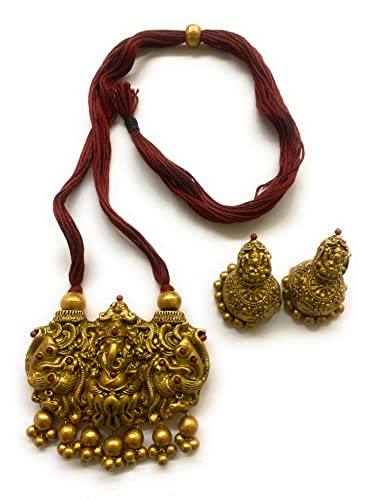 Sanaa'S Terracotta Jewellery In Ganesh Pendants With Rope Necklac...