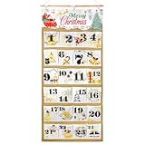 HOWAF Christmas Fabric Advent Calendar, 58 x 128 cm Fillable Advent Calendar 2025, Christmas Countdown Calendar with 24 Large Pockets to Fill Yourself, Hanging Calendar Countdown to Xmas