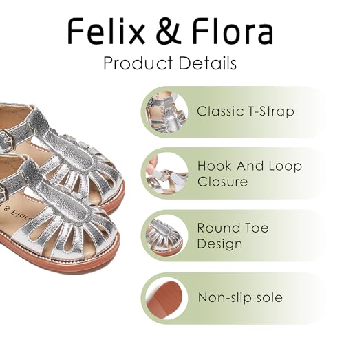 Image of Felix & Flora Toddler Girls Sandals Soft Rubber Princess Flat Shoes Flower Girl Shoes