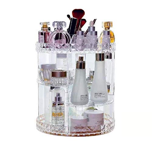 Organizador de Maquiagem No/Brand com Rota&ccedil;&atilde;o de 360 Graus, Transparente, Imperme&aacute;vel, Grande...