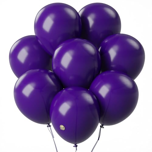 Image of AFTERLOON Biodegradable Natural Rubber Latex Balloons 24 pcs Deep Purple 10 Inch, Plastic-Free Alternative Matte Color Durable Thickened Extra Strong Helium Float, Multicolor ballon Globos Decor De