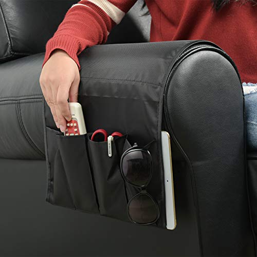 Organizador de reposabrazos para sofá de diseño elegante con 5 bolsillos 7