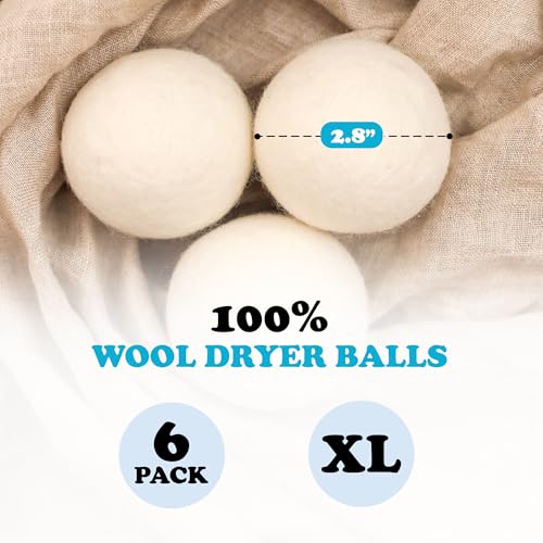 Smart Sheep Wool Dryer Balls - 6-Pack - XL Premium Natural Fabric Softener Award-Winning - Wool Balls Replaces Dryer Sheets - Wool Balls for Dryer - Laundry Balls for Dryer - Image 3