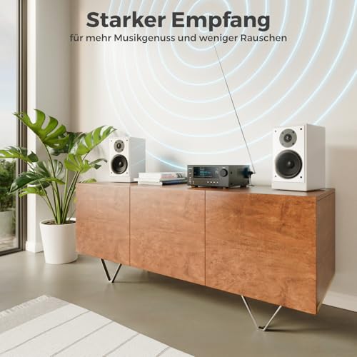 deleyCON DAB+ UKW FM Radioantenne für Stereoanlage Inkl Adapter - Digitale Antenne mit Magnetfuß 3,0m Kabel für 75 Ohm - für DAB FM Radio Tuner Stereo Verstärker, AV-Receiver, HiFi