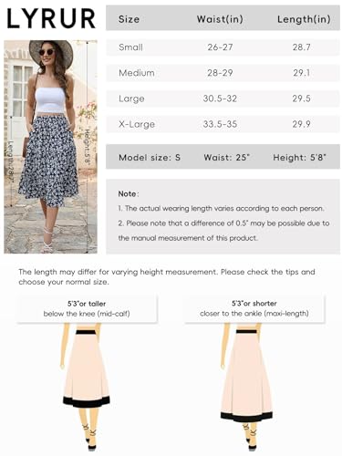 Lyrur Summer Skirts Women'S High Elastic Waist Ruffle Tiered Casual Summer Solid Midi Skirts With Pockets thumb #1