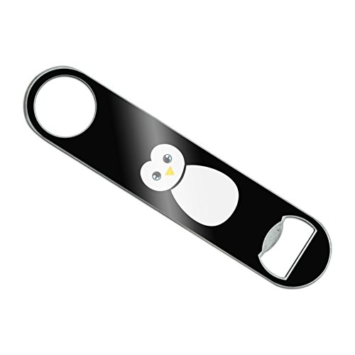 Cute Penguin Black and White Stainless Steel Vinyl Covered Flat Bartender Speed Bar Bottle Opener