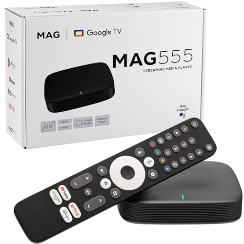 MAG 555 Original Infomir & hb-digital 4K HDR Multimedia Player Receiver HDR mit Google Assistant Netflix Prime Video Disney+ YouTube Dolby Atmos