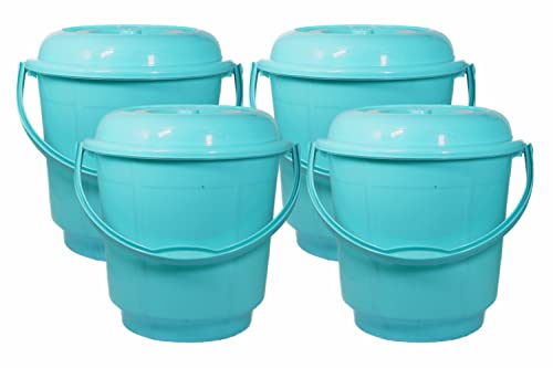 Wonder Homeware 5 Liter Plain LT Heavy Quality Plastic Bucket with Lid,for use in Bathroom, Kitchen, Laundry, Garage,Pack of 4 Pc, 5 Liter, Blue Color (Green) Wonder Homeware 5 Liter Plain LT Heavy Quality Plastic Bucket with Lid,for use in Bathroom, Kitchen, Laundry, Garage,Pack of 4 Pc, 5 Liter, Blue Color (Green)