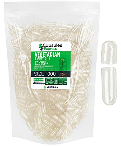XPRS Nutra Size 000 Empty Capsules - Clear Empty Vegan Capsules - Capsules Express Vegetarian Empty Pill Capsules- DIY Vegetable Capsule Filling- Veggie Pill Capsules Empty Caps Pills (1000)