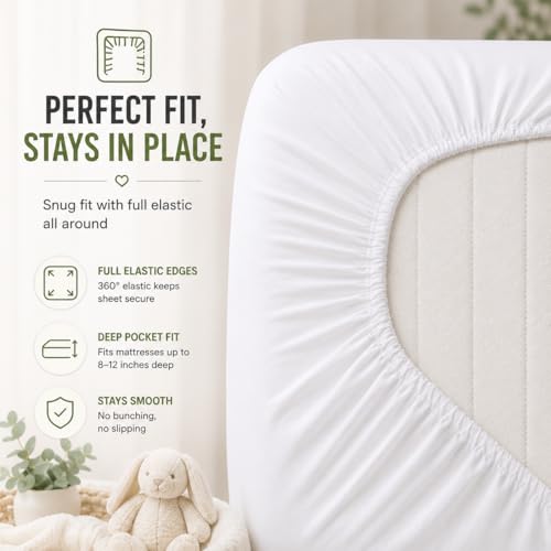 Image of Bassinet Sheets, Water Proof Universal Fit 33 x 17, White, 3 Pack