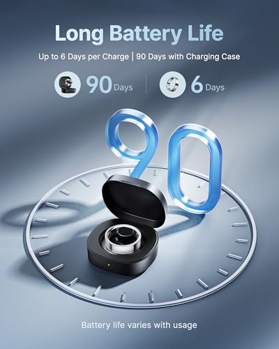 Image of Smart Ring for Women /Men, Fitness Tracker Ring with Call & Alarm Vibration, Heart Rate, Blood Oxygen, Sleep Tracker, Women Cycle Prediction, 5ATM Waterproof, No App Fees (Silver, 12)