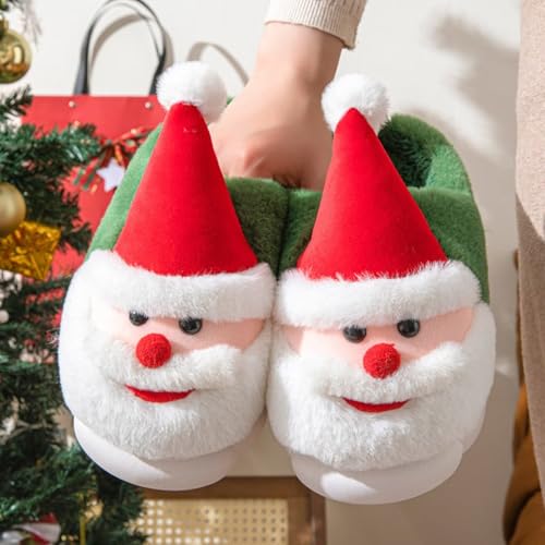 Women's Christmas Santa Claus Slippers Cute Cartoon Fuzzy Warm House Men Non-Slip Indoor Slippers for Couples2
