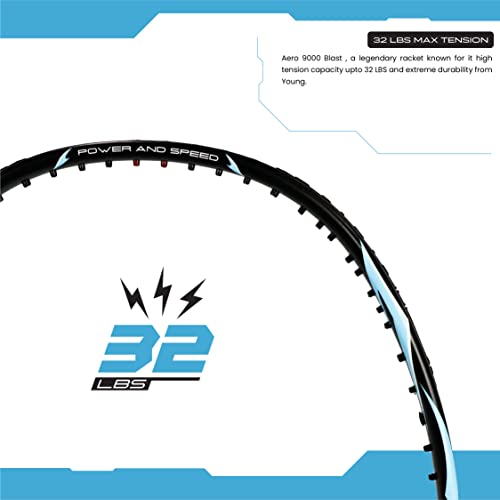 Image of Young Aero 9000 Blast (78g, Head Heavy, UHM Japanese Graphite) Strung Badminton Racquet