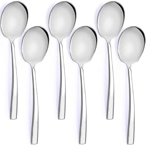 Large Serving Spoons Set Stainless Steel 9.14 Inch Big Serving Utensils for Buffet Parties Catering Dishwasher Safe(6-pieces, Silver)
