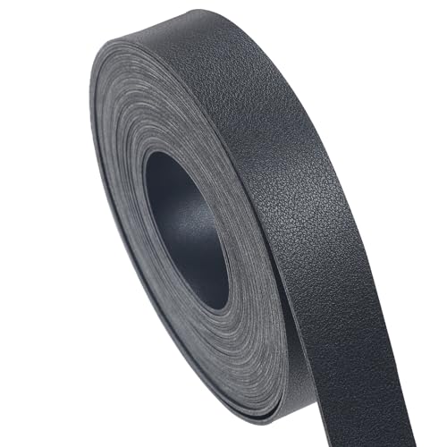 CDY Black Double Sided Leather Straps: 1 Inch Wide 200 Inches Long Leather Strip for DIY Craft Projects Bag Strap Very Suitable Traction Ropes (Black)