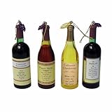 Kurt Adler Acrylic Wine Bottle Christmas Ornaments 4 Assorted