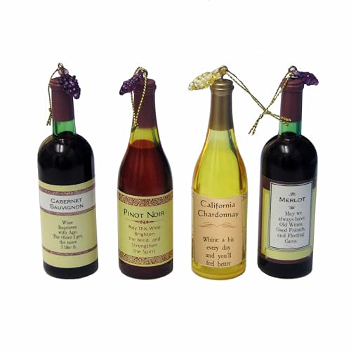 Kurt Adler Acrylic Wine Bottle Ornament, Set of 4