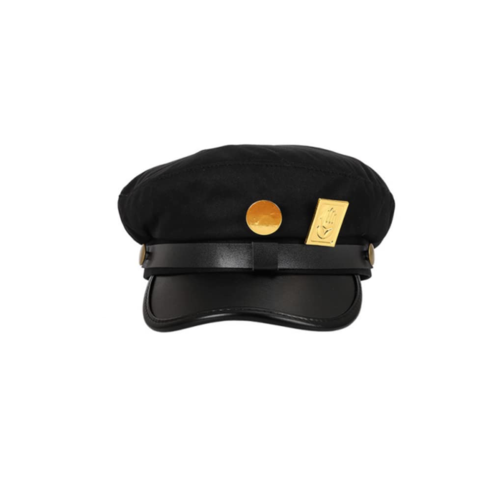 Hanaiette 1PC Cosplay Real Type JoJo's Bizarre Adventure Cosplay Metal Badge Jotaro Hat Adjustable Cap (Style1)