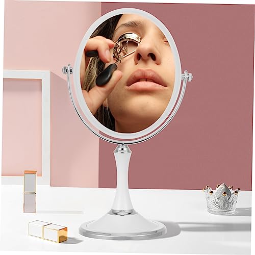 Espejo de maquillaje doble cara giratorio con luz LED miniatura 5
