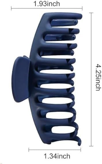 Navy Blue Frosted Claw Hair Clips for Women's Thick Hair,Jumbo Navy Blue Hair Clip Strong Hold Hair Clips Hair Styling Accessories - Image 2