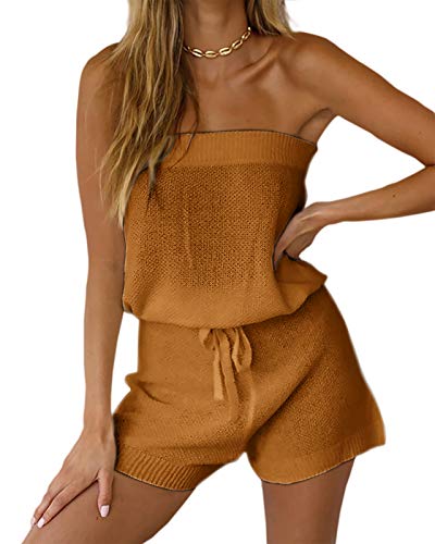 Chang Yun Womens Summer Jumpsuits Casual Loose Sleeveless Off Shoulder Elastic Waist Romper Loungewear Two Piece Outfits