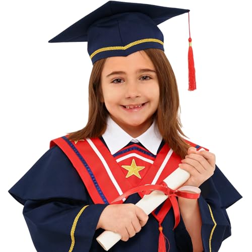 Image of Kindergarten 2025 Graduation Cap and Gown Tassel Sets with Charm 2PCS Graduations Stoles for Kids Grad Party Clothes