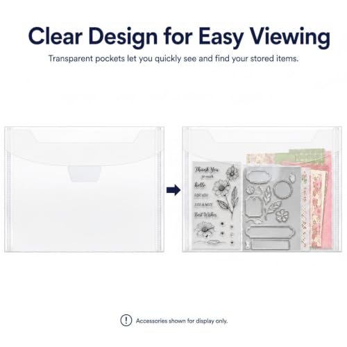 Image of 30 Pcs Large Clear Stamp and Die Storage Bags 9.4 x 7 Inch, Resealable Craft Organizer Pockets for Scrapbooking, Card Making, Die Cutting Supplies, Cricut Dies and DIY Paper Crafts