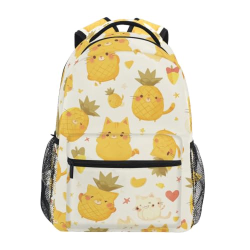 Sac à dos voyage et scolaire imprimé ananas chats doux fille garçon