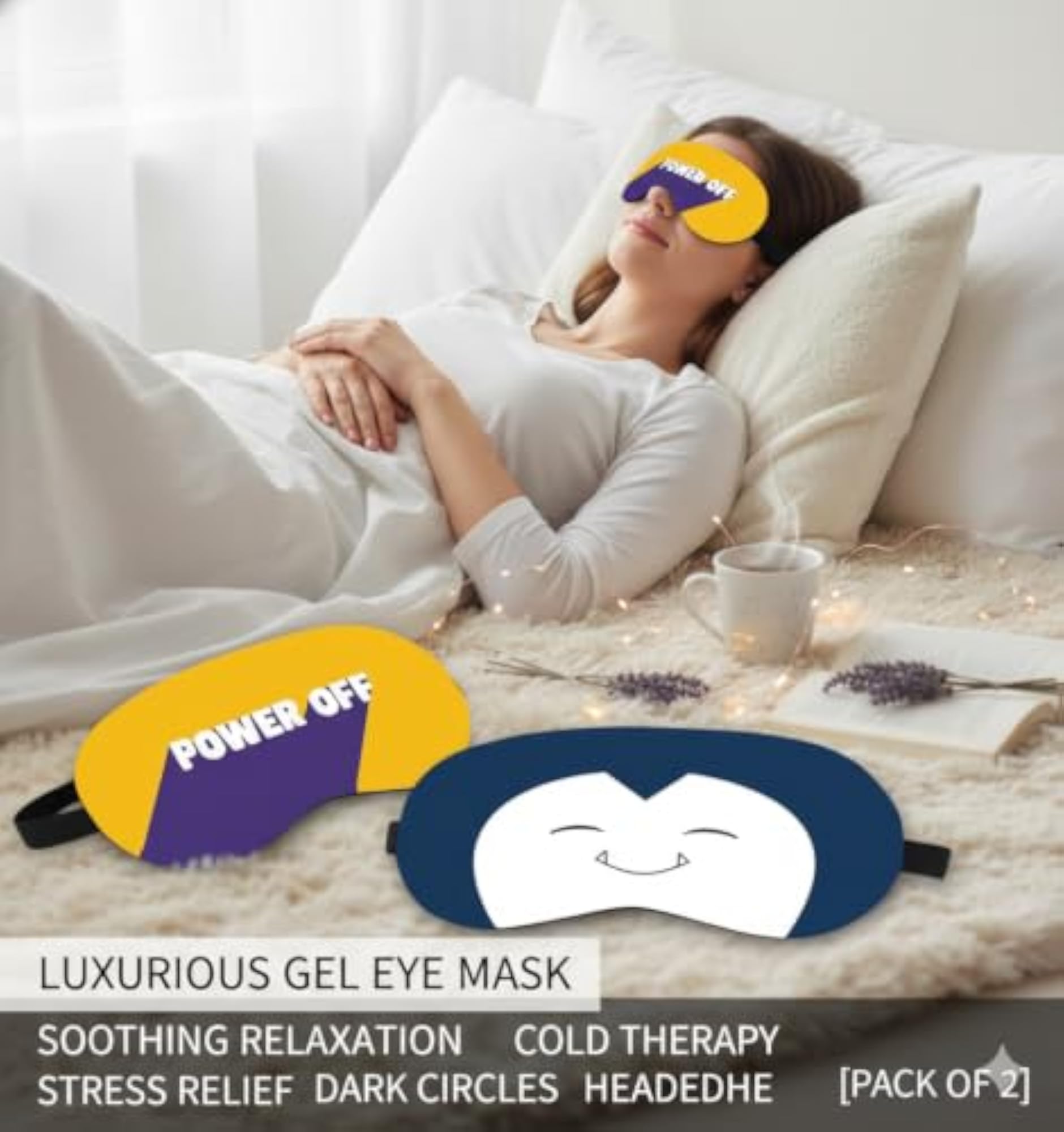 Power Off Cartoon Sleep Mask, Cute Design for Nighttime Use