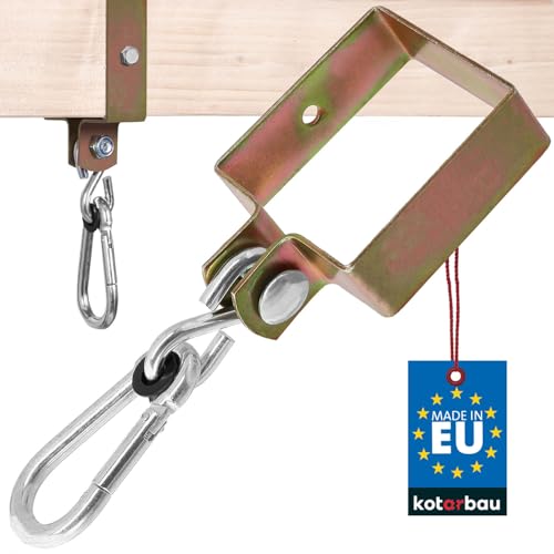 KOTARBAU® Schaukelhaken 90 x 90 mm Vierkant Karabinerhaken Schaukelschelle Hängematte Befestigung Schaukel Haken für Schaukel Haken Schaukel Aufhängung Befestigung Gelb Verzinkt