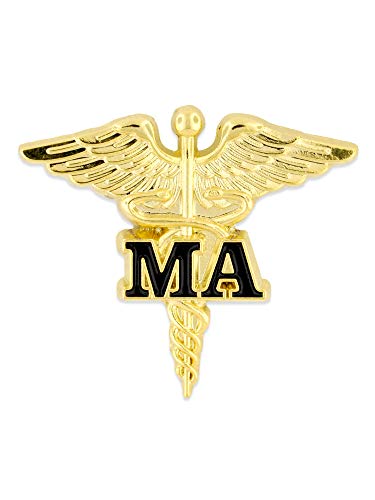PinMart Medical Assistant MA Gold Caduceus Lapel Pin