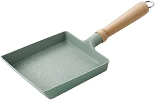 OQHAIR Maifan Stone Yaki Pan Sartén Antiadherente pequeña Mini Sartén de Estilo japonés Hogar Cuadrado Grueso Tortilla Rollo Parte Inferior Plana Desayuno-Verde Wok (Color : Schwarz) (Ver