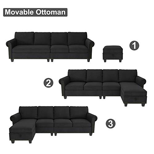 Nolany Convertible Sectional Couch L Shaped Sofa Couch With Storage Reversible Sectional Sofa For Small Space, Dark Grey #TOP5