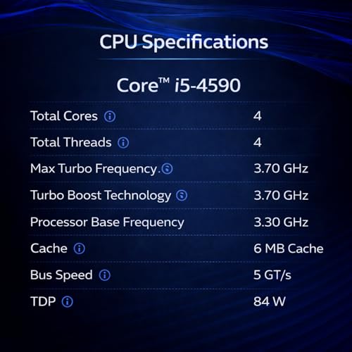 Image of Core i5 4590 Processor with Cooling Fan | 4 Cores 4 Threads | Up to 3.7GHz Turbo | LGA1150 Desktop CPU | Ideal for Office Work, Multitasking & Daily Use