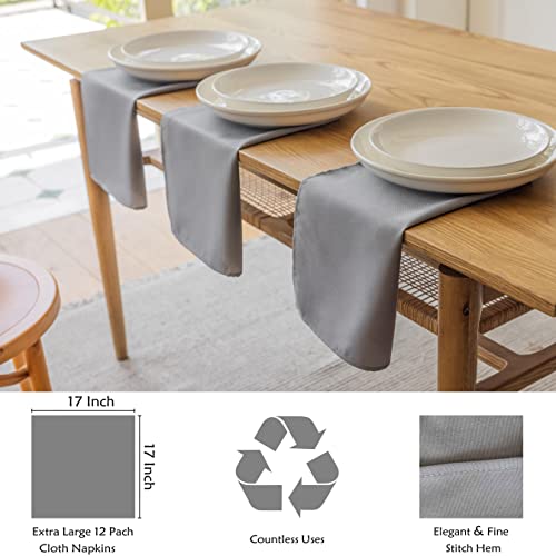 Servilletas de Tela Cuadradas Light Grey 17x17 pulg Pack 12 miniatura 3