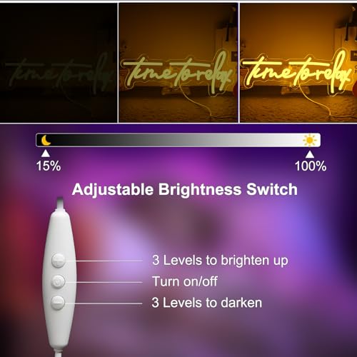 Image of Time To relax Neon Sign Warm White Letter Led Neon Lights Wall Decor for Wedding,Family lounge,Spa center,Beauty salon,Bar,Restaurant,Yoga studio,Business Logo,Beauty Salon,Massage Parlor-15.75 x 6.61IN-USB Powered-Acrylic