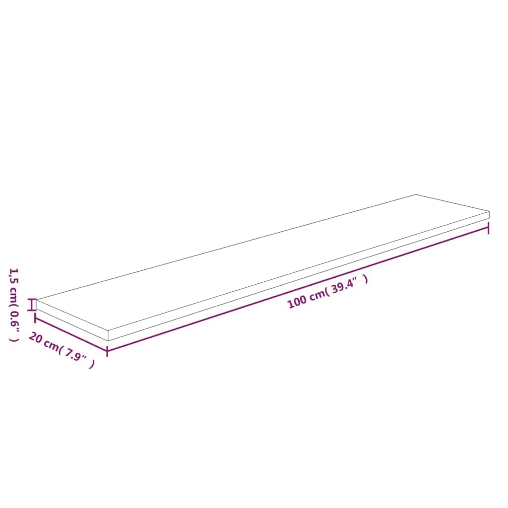 Regalboden 100x20x1,5 cm Unbehandeltes Massivholz Eiche,3.02kg,342923