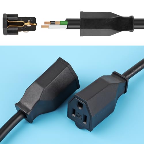 TENINYU 2-Pole, 3 Wire Grounding Plug Female Extension Cord Straight Blade Plug Replacement Electrical Connector End, 15A 125V Black,3Pack (Female)
