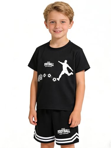Image of Boys' Shorts Set 6 Pieces Short Sleeve Tee T-Shirt and Shorts Set Boys Outfits Clothing Set 4-12Y