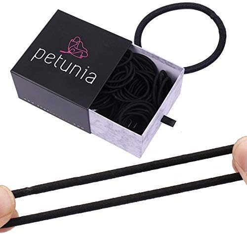Premium Hair Ties with Travel Case - 100 Black Elastic Ponytail Holders