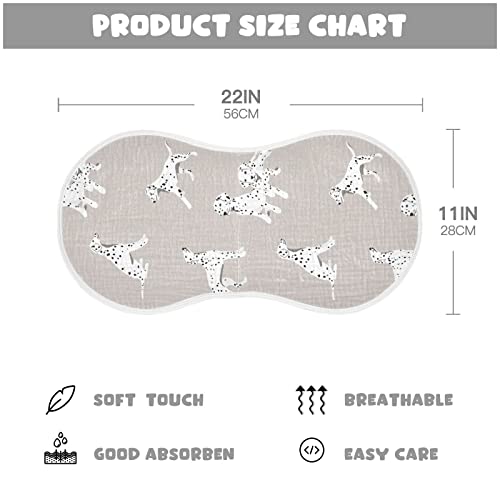 Dalmatian Puppy Pattern On Grey Muslin Burp Cloths for Baby 2 Pack 100% Cotton Baby Washcloths Bibs for Boy Girl2