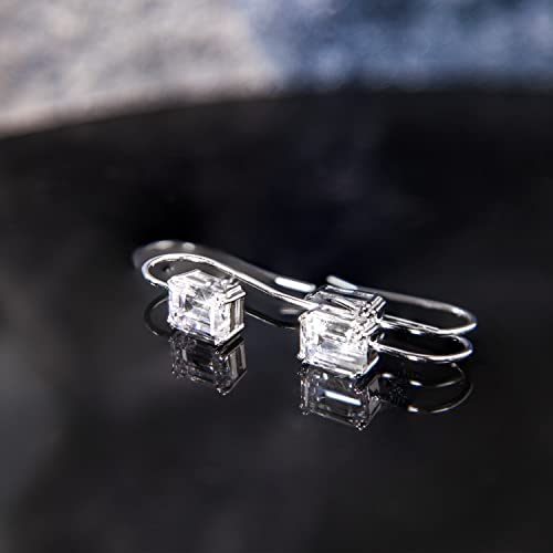 6Cttw Sona Diamond Earrings In Sterling Silver | Sona Diamond Earrings Asscher Cut | Solid Silver Clear High Carbon Diamond Drop Earrings| Sona Drop Earrings For Women And Men | Earring Set| Earrings For Women & Men | Sterling Silver Earrings #TOP2