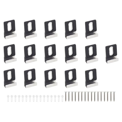 Image of Metal Mirror Clip,ULIFESTAR SUS304 Wide Channel Mirror Hanger Clip,Large Mirror Retainer Clip,Heavy Frameless Mirror J-Channel Mount Wall Clips with Screw 36*25mm /1.42*0.98 inch with Gasket Silver 16PCS